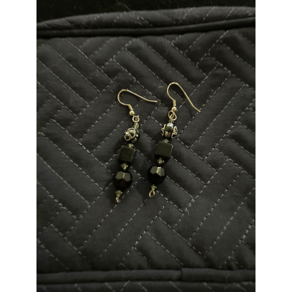 Dangle Earrings‎ Black Bead Earrings Fashion Jewelry Silver Tone